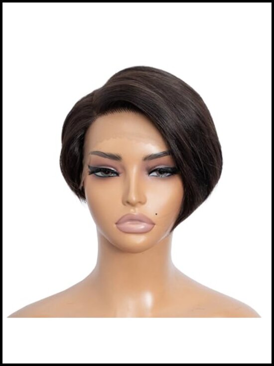 100% Human Hair Lace Front Pixie Cut Wig Short Side Part Wear and Go Glueless main image 5